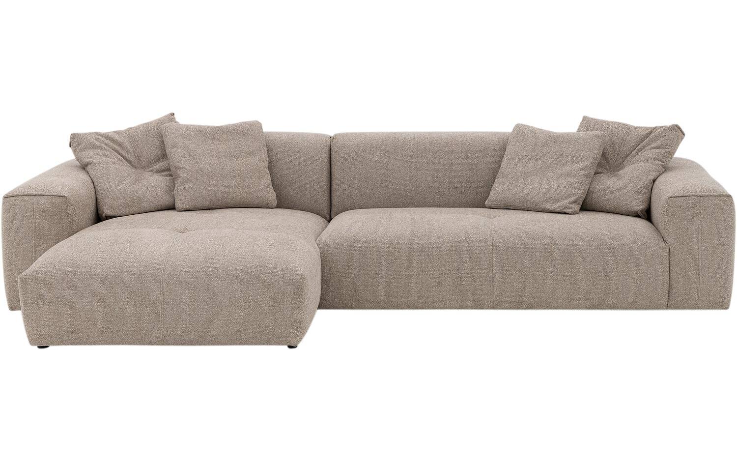 Goossens Bank Lago bruin, stof, met chaise longue links - 8718823324235
